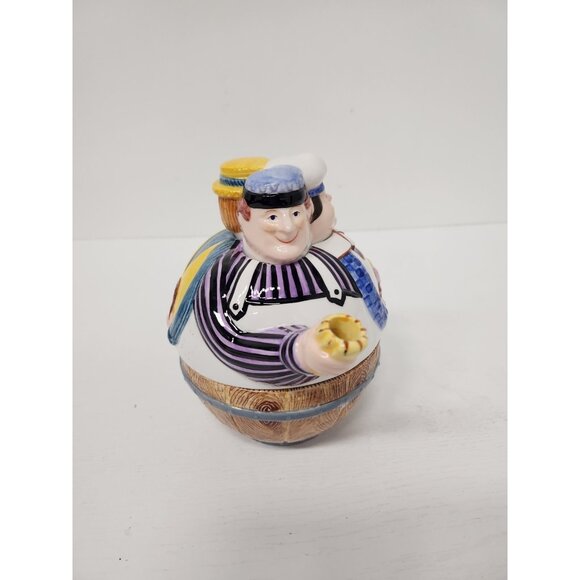 VTG Department 56 Three Men in a Tub Nesting Teapot and Cup Set Ceramic Kitsch - Picture 6 of 15